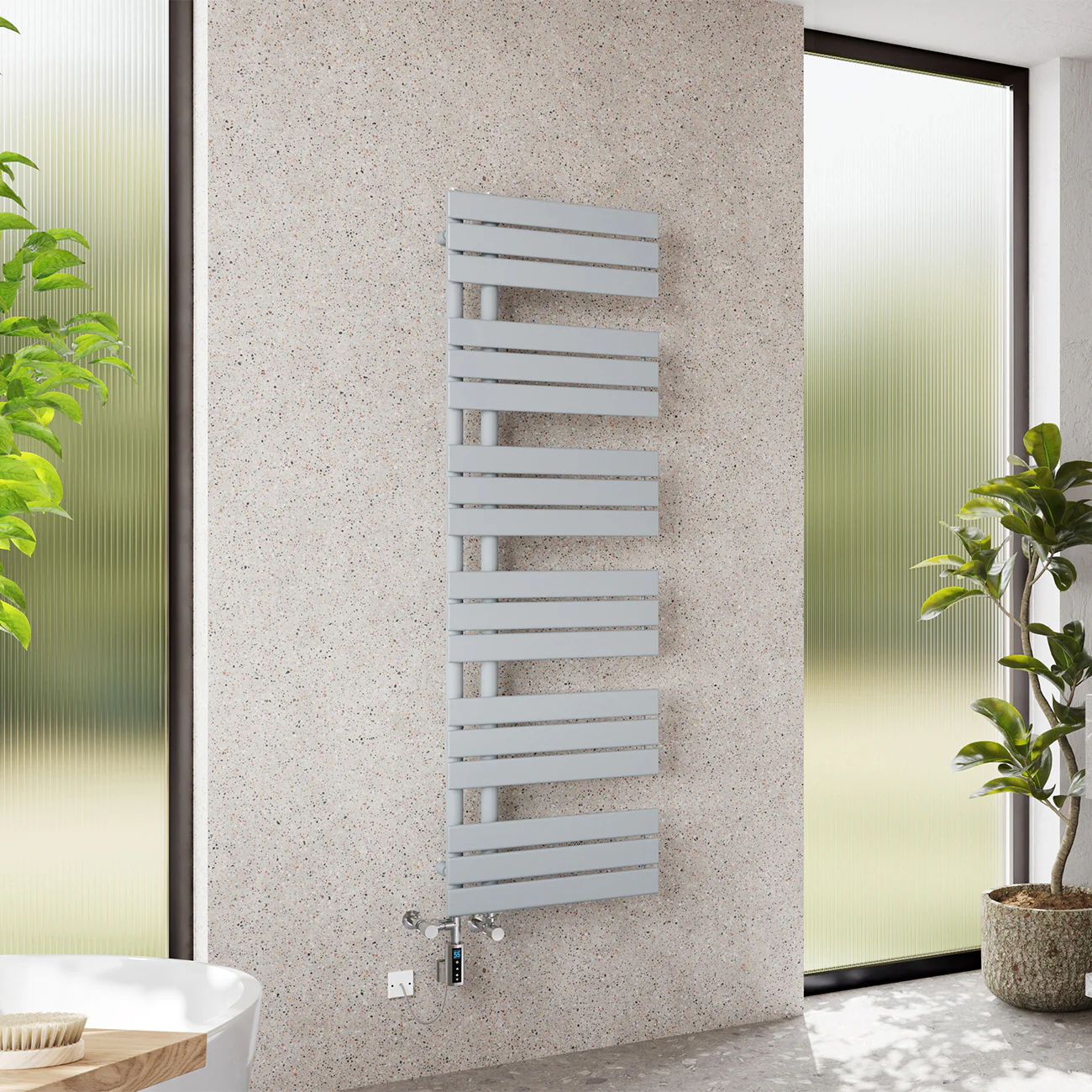 Tristan - Silver Dual Fuel Towel Rail H1564mm x W500mm Thermostatic WIFI - Image 2