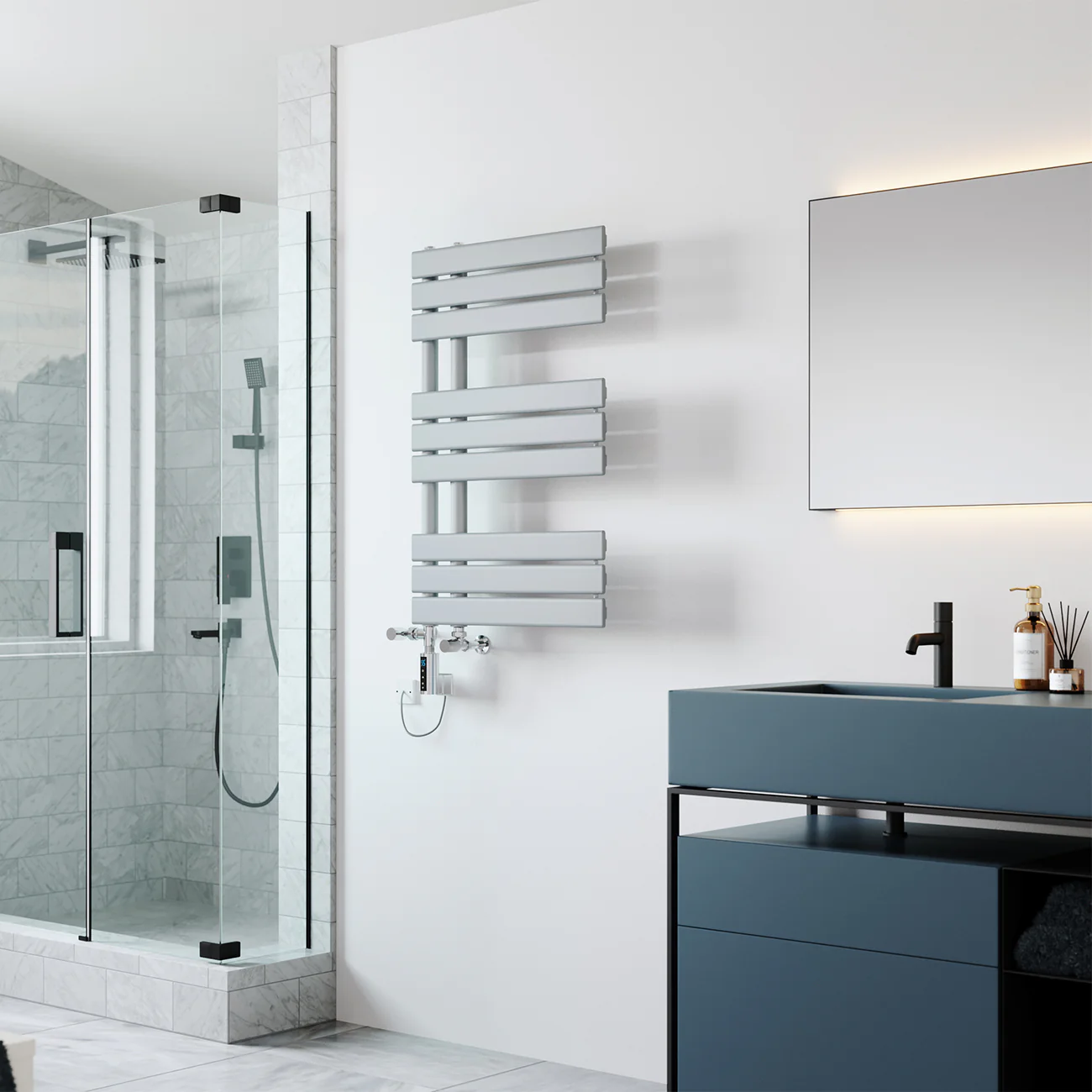 Tristan - Silver Dual Fuel Towel Rail H816mm x W500mm Thermostatic WIFI - Image 3