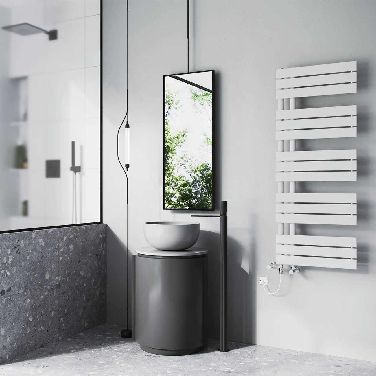 Tristan - White Dual Fuel Towel Rail H1292mm x W500mm Standard - Image 3