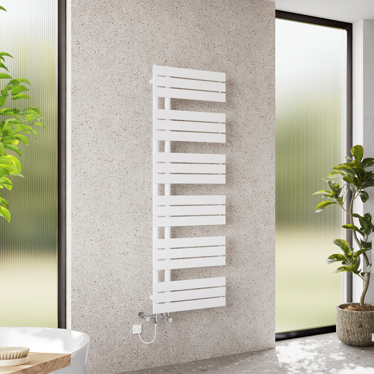 Tristan - White Dual Fuel Towel Rail H1564mm x W500mm Standard - Image 2