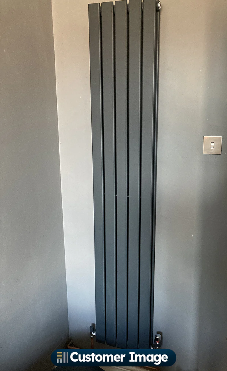 Typhoon - Anthracite Designer Radiator H1800mm x W340mm Double Panel - Feet Included - Image 5