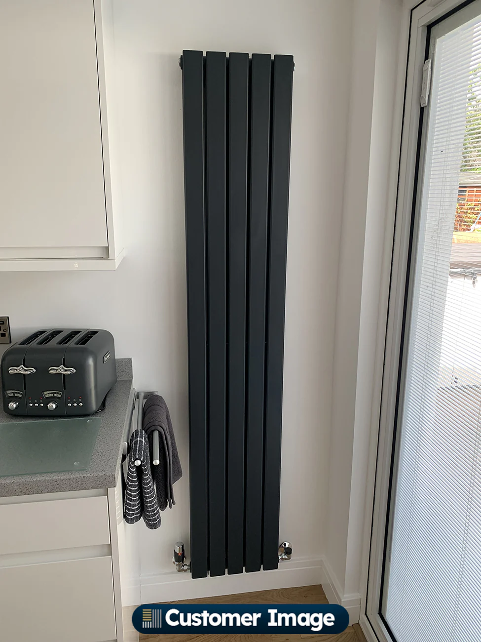 Typhoon - Anthracite Designer Radiator H1800mm x W340mm Double Panel - Feet Included - Image 6