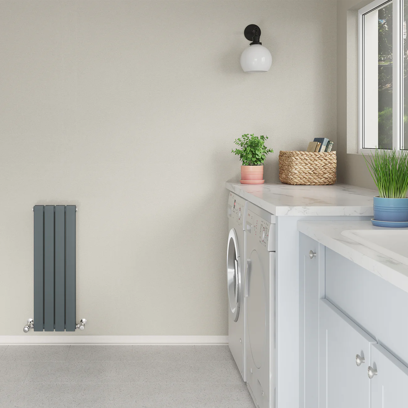 Typhoon - Anthracite Designer Radiator H800mm x W272mm Double Panel - Image 2