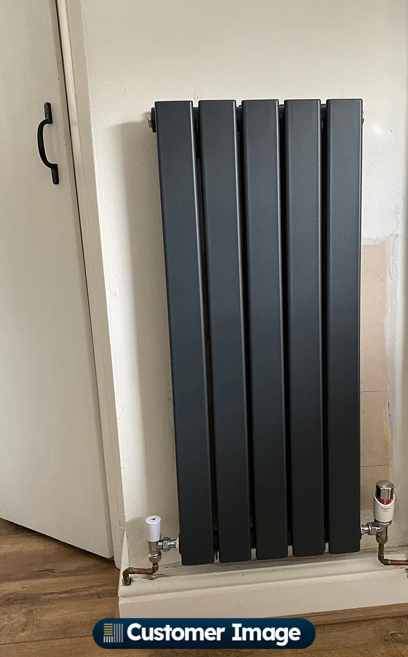 Typhoon - Anthracite Designer Radiator H800mm x W340mm Double Panel - Feet Included - Image 5