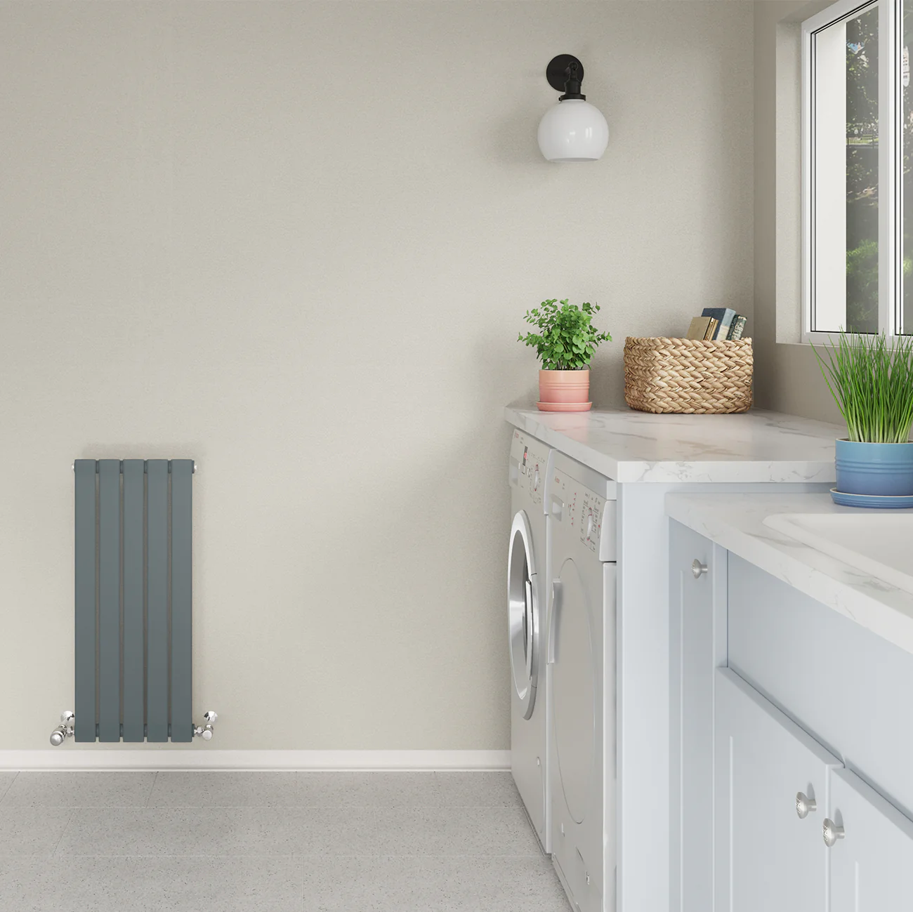 Typhoon - Anthracite Designer Radiator H800mm x W340mm Single Panel - Feet Included - Image 2