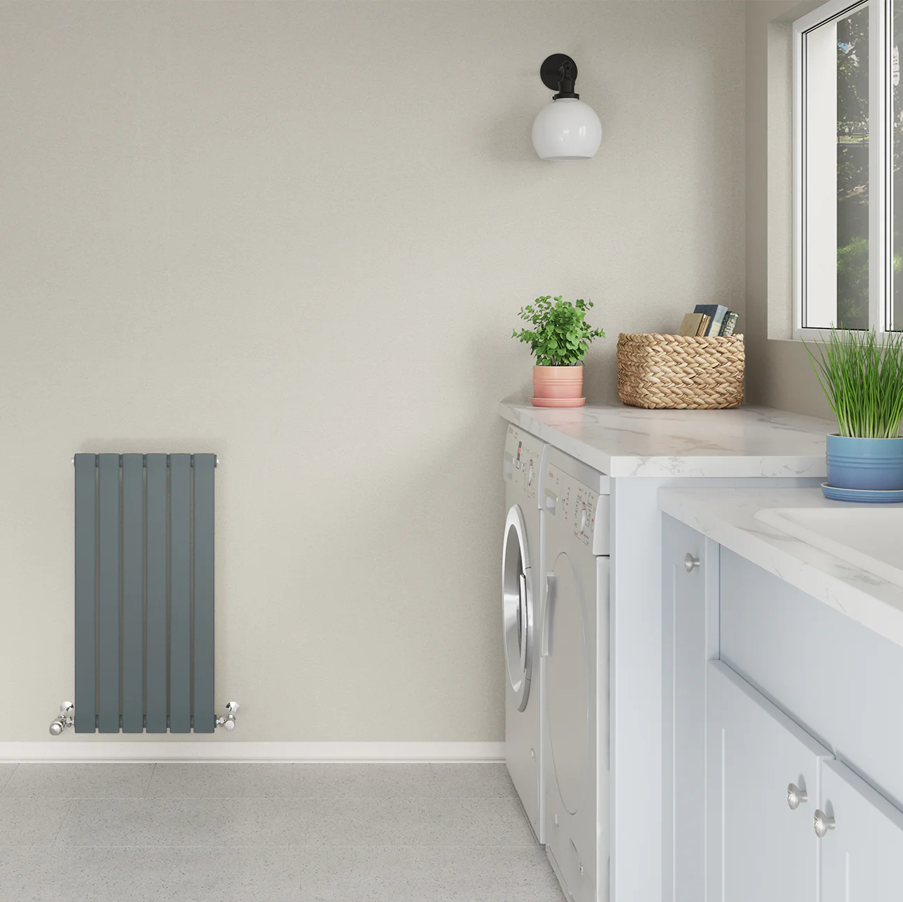 Typhoon - Anthracite Designer Radiator H800mm x W408mm Single Panel - Feet Included - Image 2