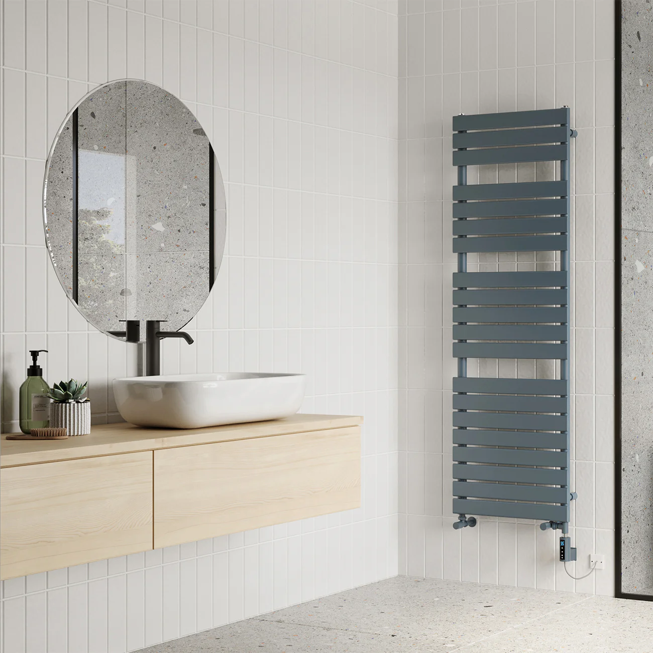Typhoon - Anthracite Dual Fuel Towel Rail H1564mm x W500mm Thermostatic WIFI - Image 2