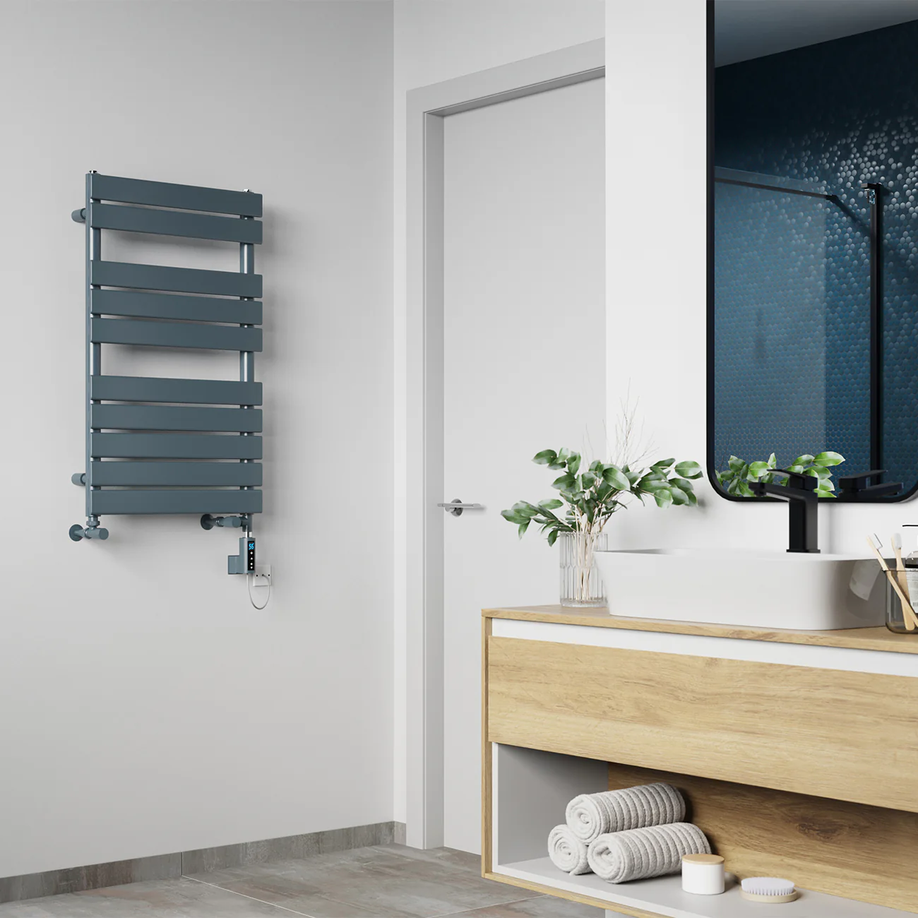 Typhoon - Anthracite Dual Fuel Towel Rail H816mm x W500mm Thermostatic WIFI - Image 2