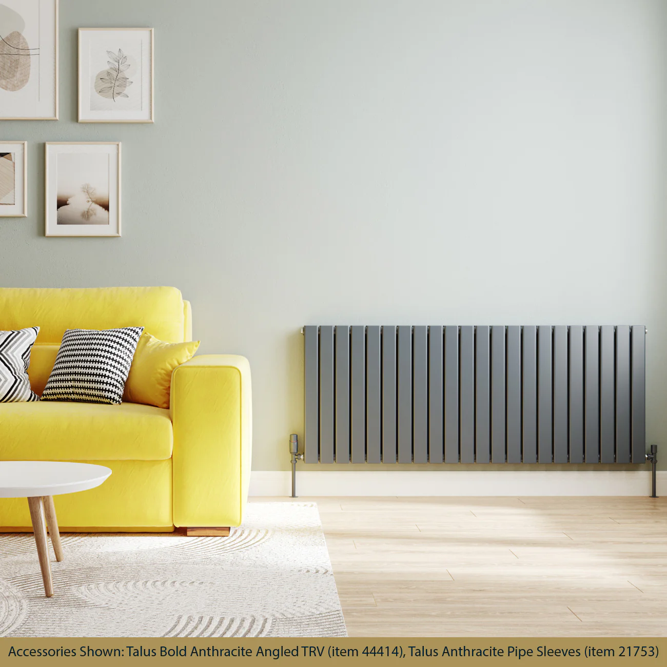 Typhoon - Anthracite Horizontal Radiator H600mm x W1496mm Double Panel - Image 2