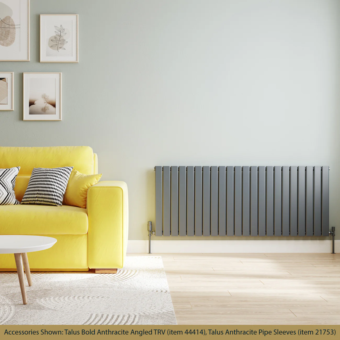 Typhoon - Anthracite Horizontal Radiator H600mm x W1496mm Single Panel - Image 2