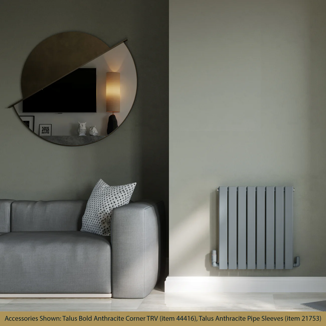 Typhoon - Anthracite Horizontal Radiator H600mm x W544mm Single Panel - Image 2