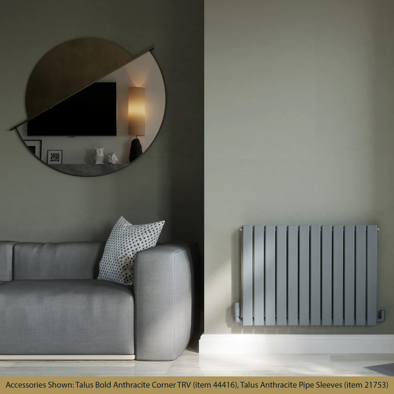 Typhoon - Anthracite Horizontal Radiator H600mm x W816mm Single Panel - Image 2
