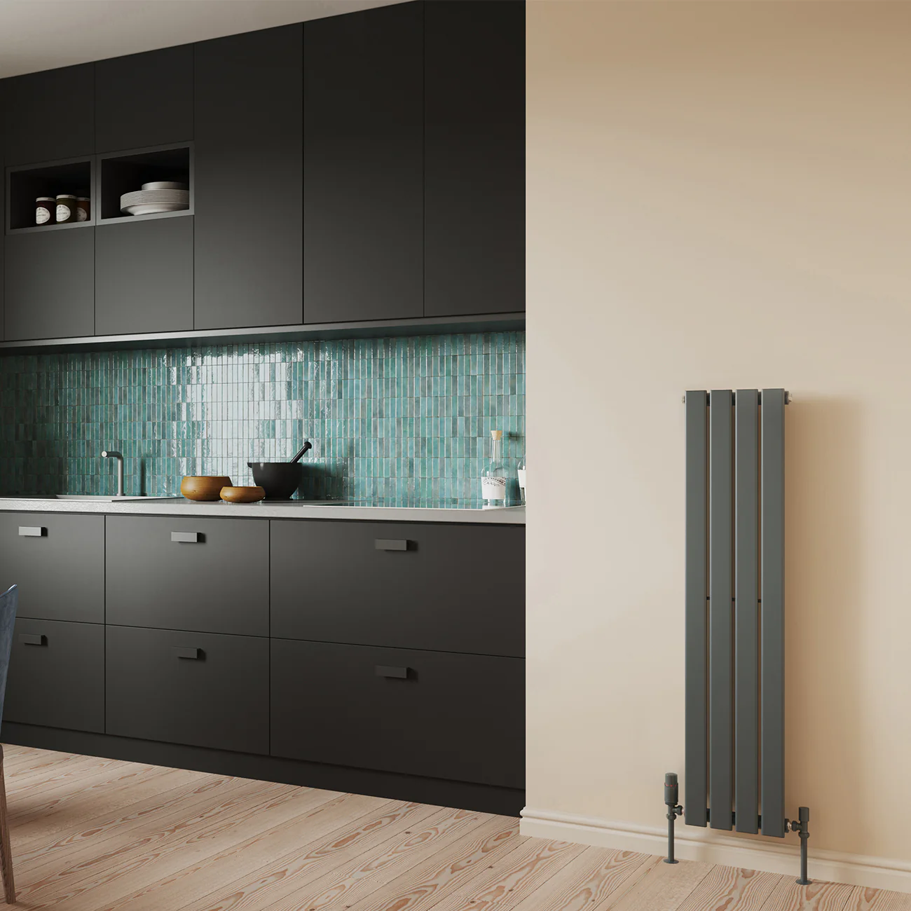 Typhoon - Anthracite Vertical Radiator H1200mm x W272mm Single Panel - Image 2