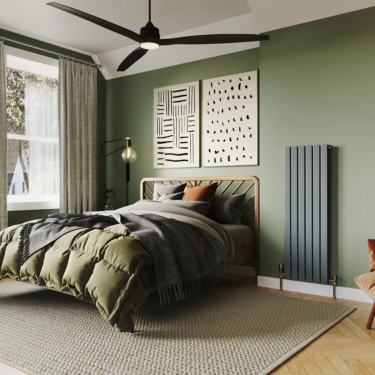 Typhoon - Anthracite Vertical Radiator H1200mm x W408mm Double Panel - Image 2