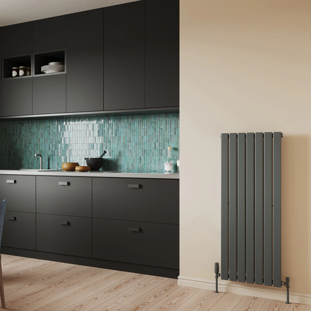 Typhoon - Anthracite Vertical Radiator H1200mm x W476mm Single Panel - Image 2