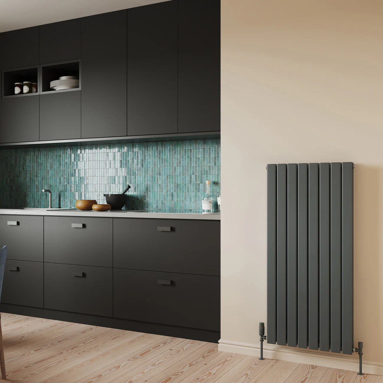 Typhoon - Anthracite Vertical Radiator H1200mm x W544mm Double Panel - Image 2