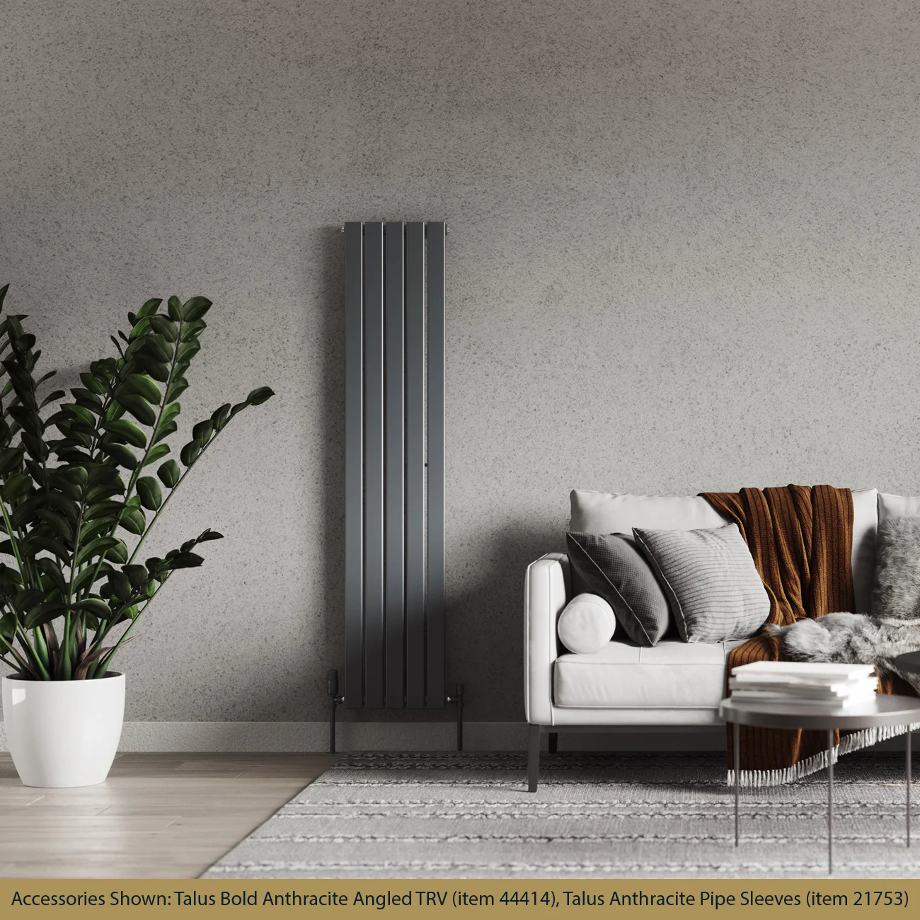 Typhoon - Anthracite Vertical Radiator H1600mm x W340mm Single Panel - Image 2