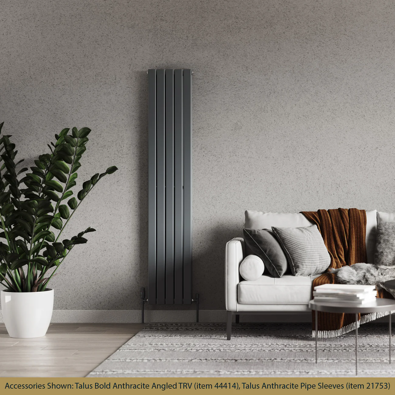 Typhoon - Anthracite Vertical Radiator H1800mm x W340mm Double Panel - Image 2