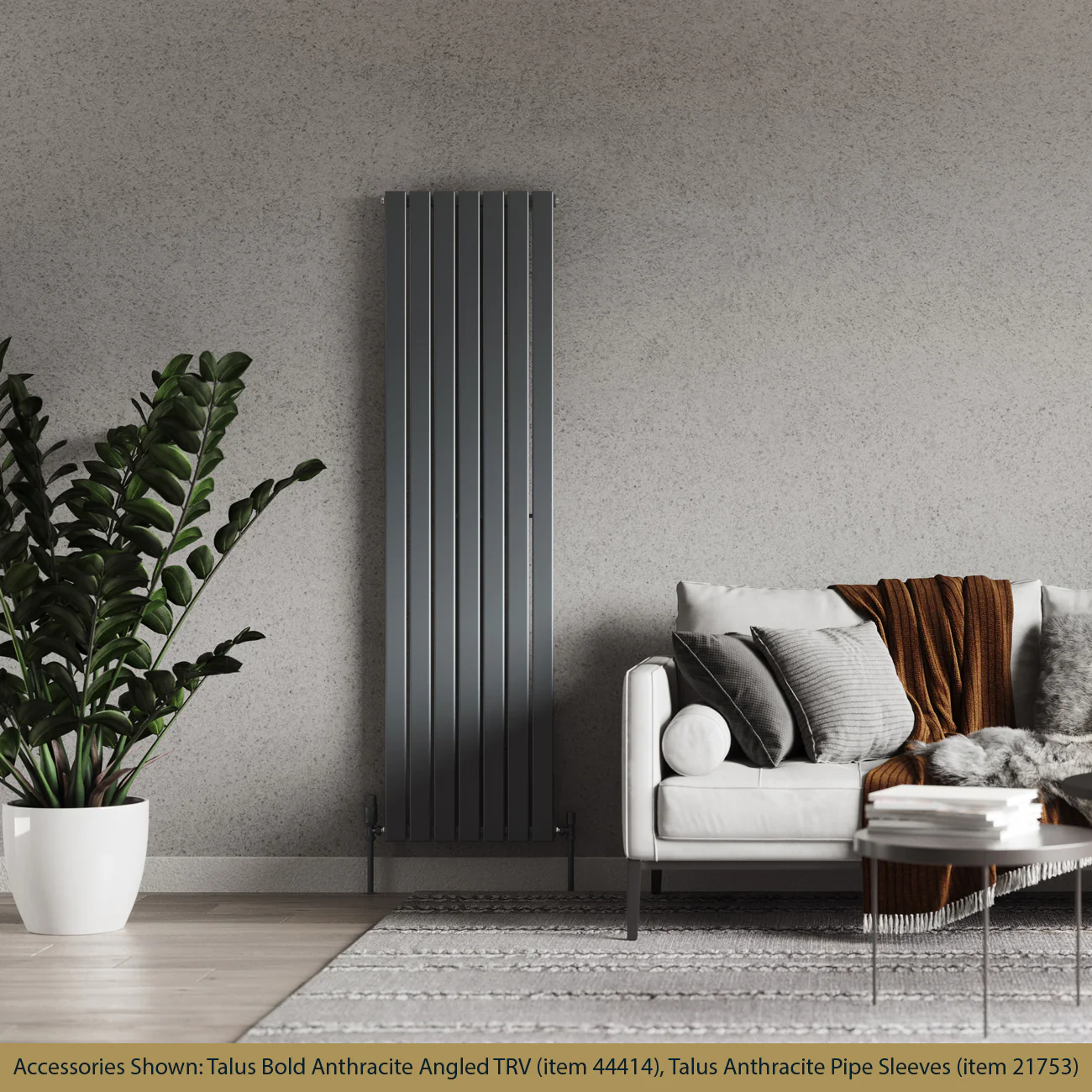 Typhoon - Anthracite Vertical Radiator H1800mm x W476mm Single Panel - Image 2