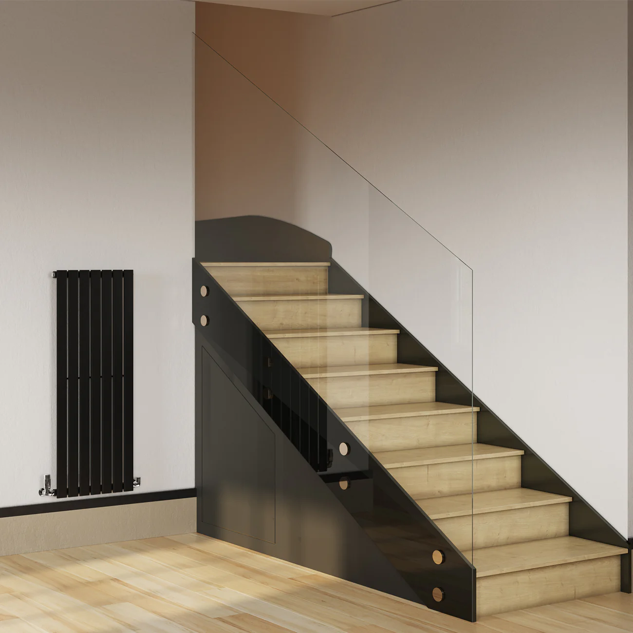Typhoon - Black Designer Radiator H1200mm x W476mm Single Panel - Feet Included - Image 2