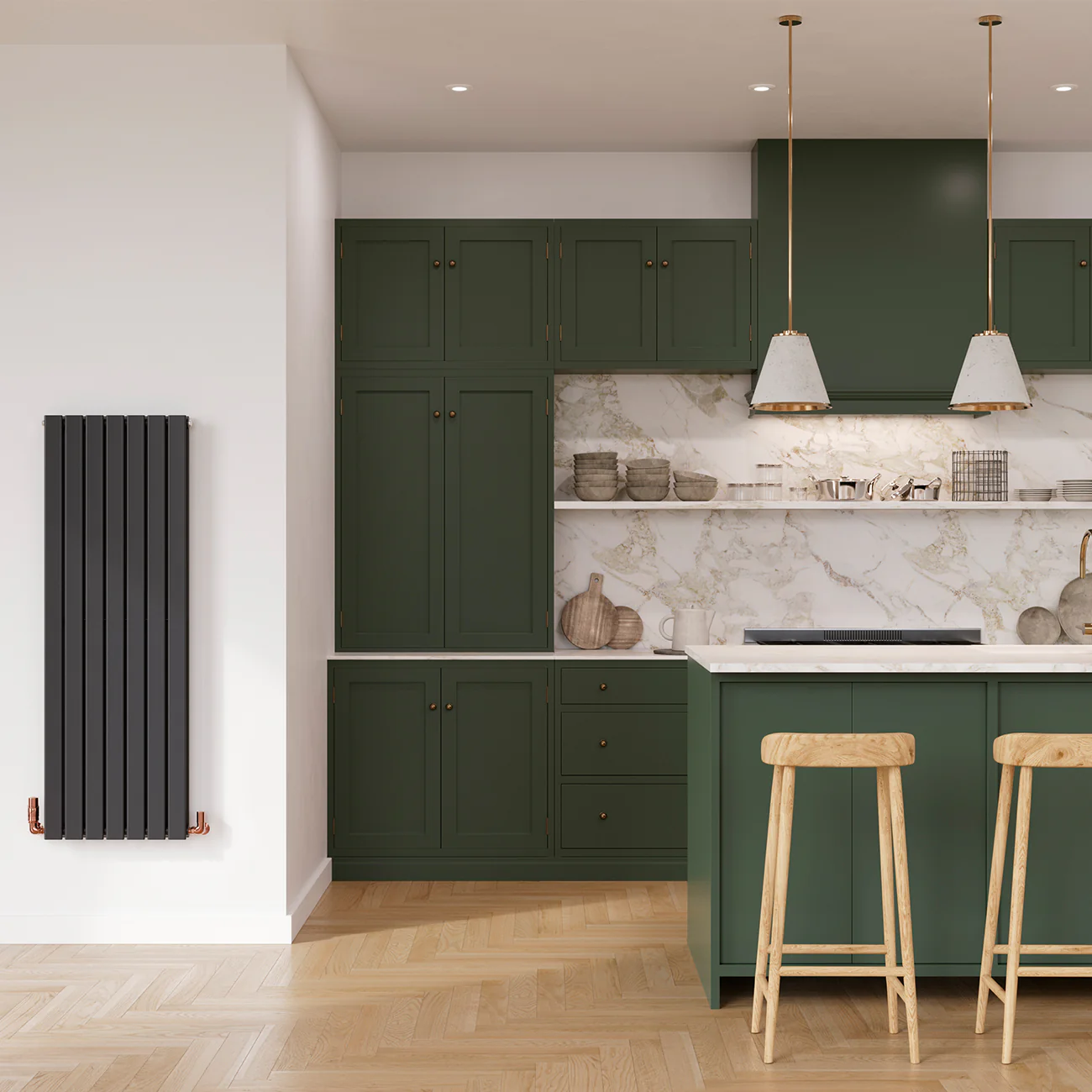 Typhoon - Black Designer Radiator H1400mm x W476mm Double Panel - Feet Included - Image 2