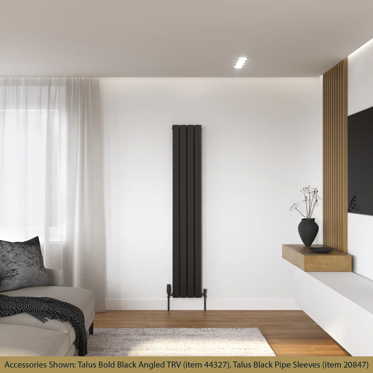Typhoon - Black Designer Radiator H1600mm x W272mm Double Panel - Feet Included - Image 2