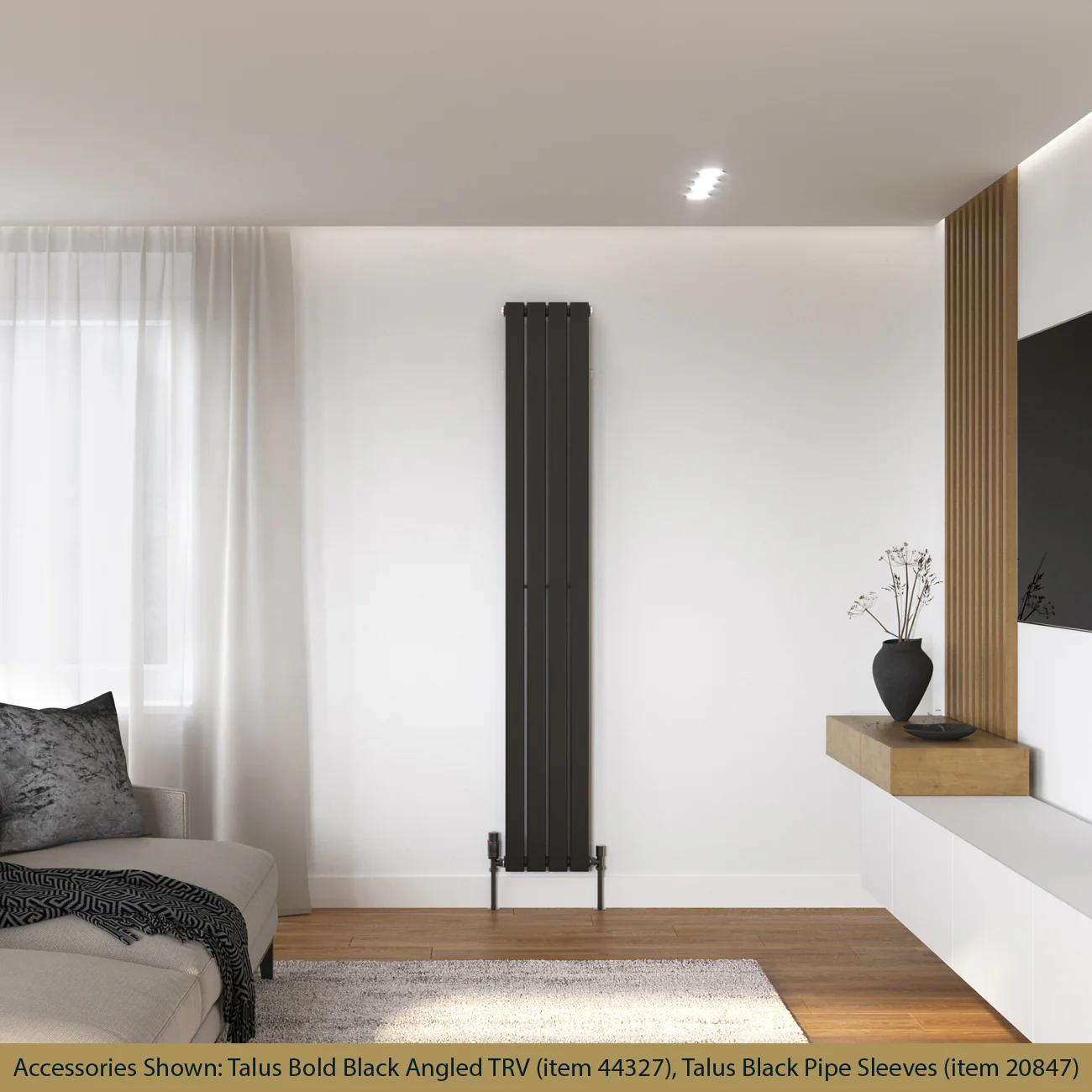 Typhoon - Black Designer Radiator H1800mm x W272mm Single Panel - Feet Included - Image 2