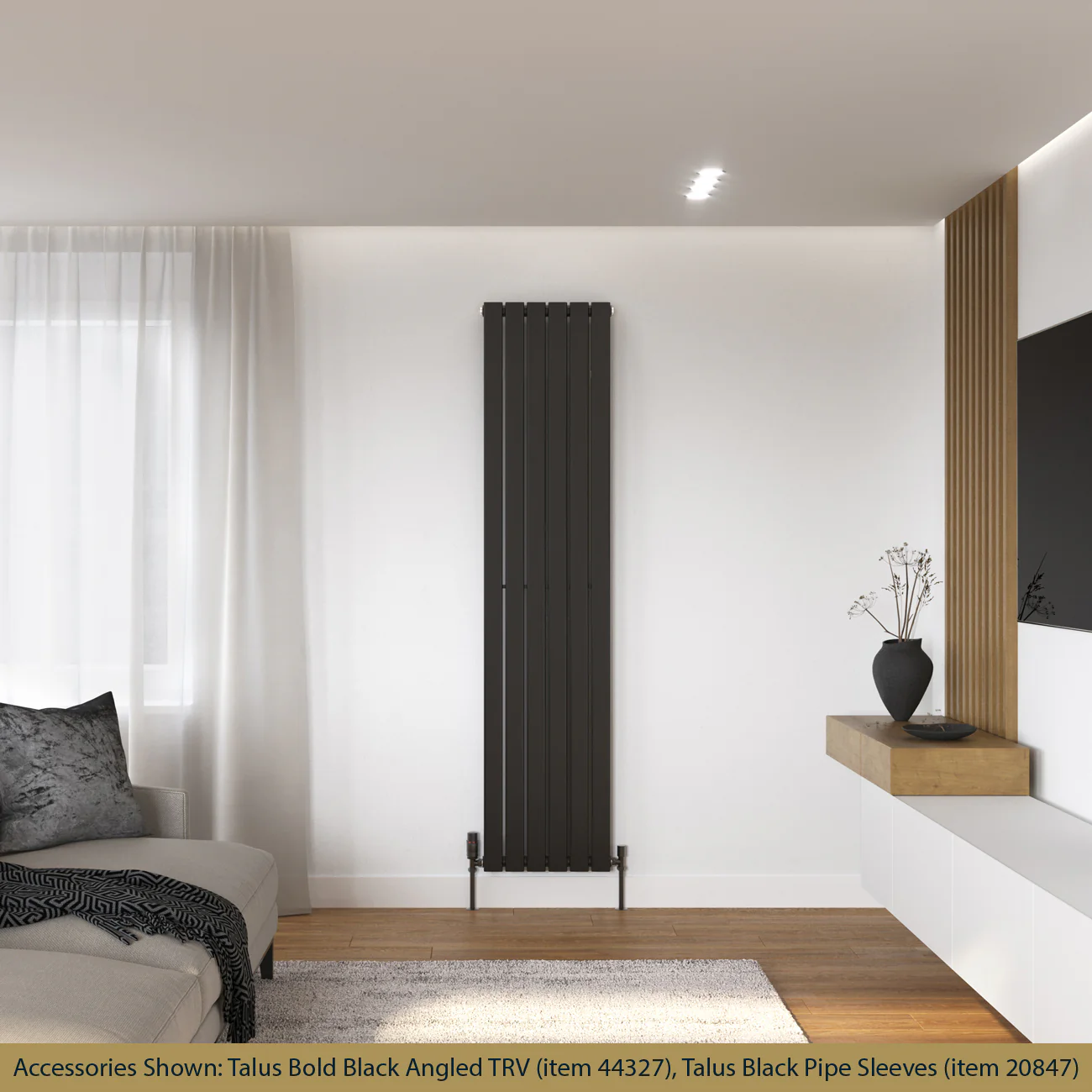 Typhoon - Black Designer Radiator H1800mm x W408mm Single Panel - Feet Included - Image 2