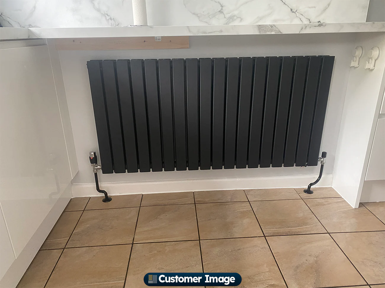 Typhoon - Black Designer Radiator H600mm x W1224mm Double Panel - Feet Included - Image 5