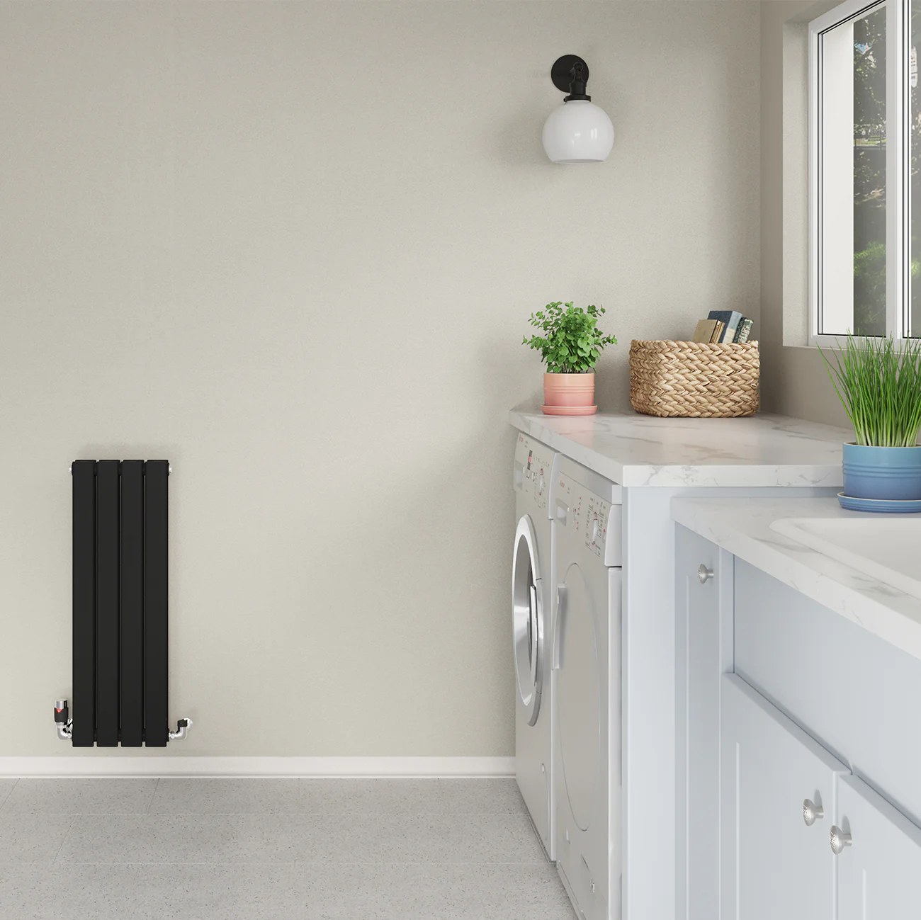 Typhoon - Black Designer Radiator H800mm x W272mm Double Panel - Image 2