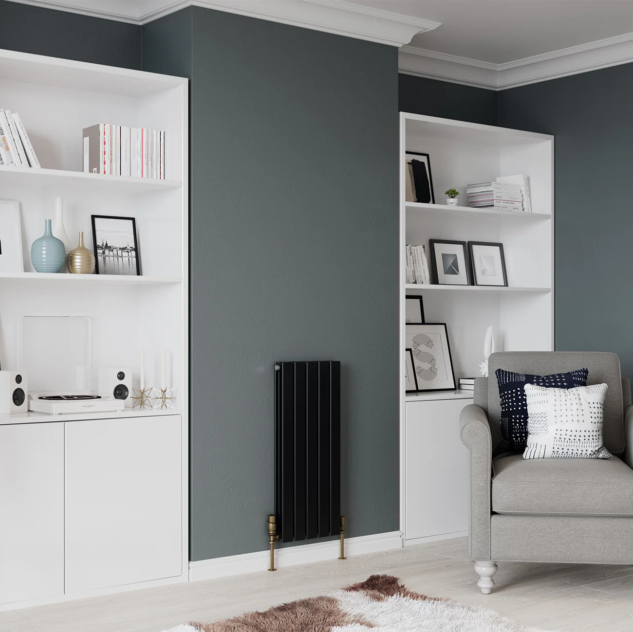 Typhoon - Black Designer Radiator H800mm x W340mm Double Panel - Image 2