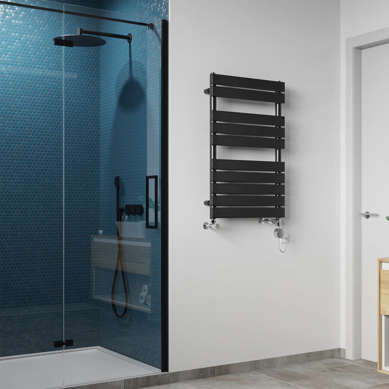 Typhoon - Black Dual Fuel Towel Rail H816mm x W500mm Thermostatic - Image 2