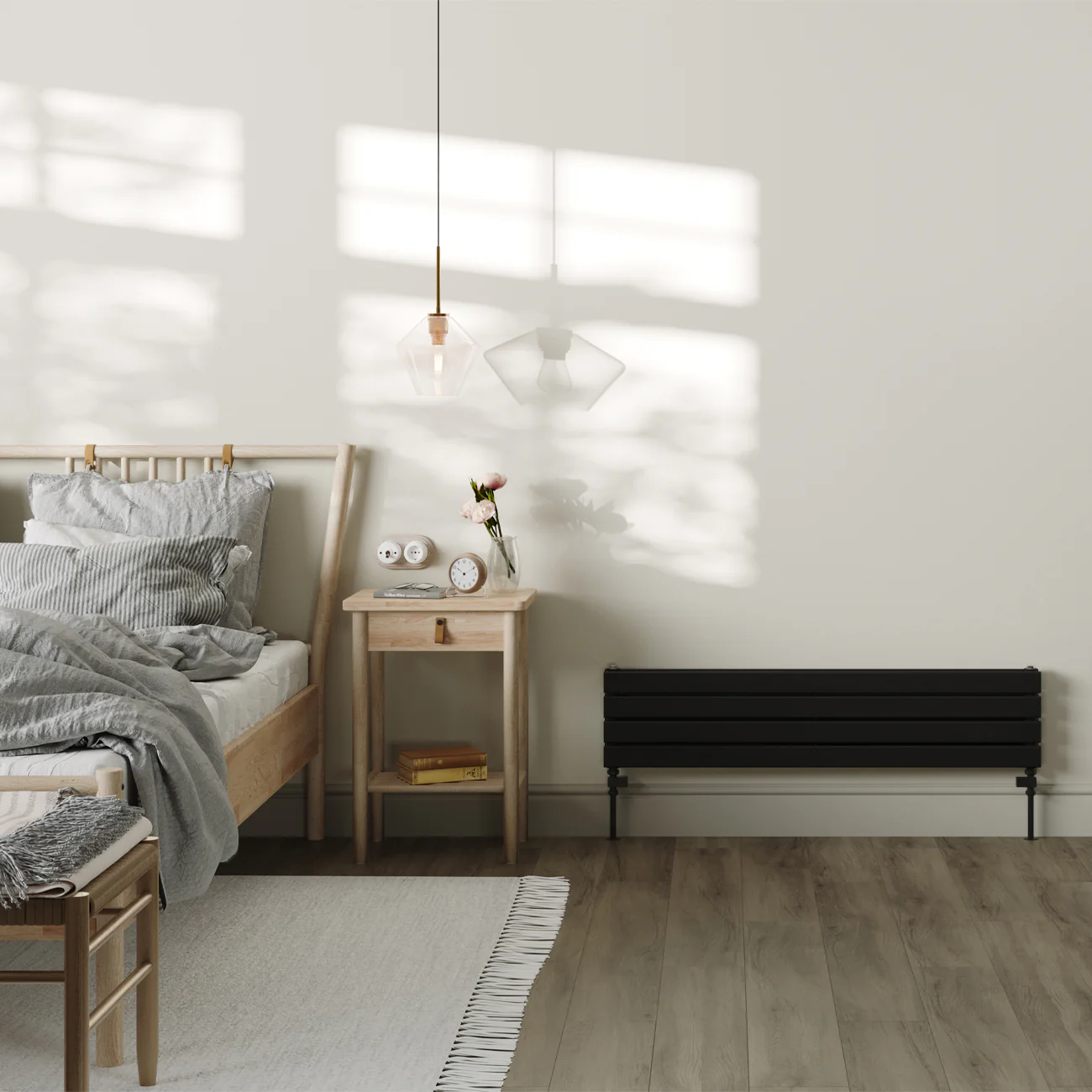 Typhoon Axis - Black Horizontal Radiator H272mm x W1200mm Double Panel - Image 2