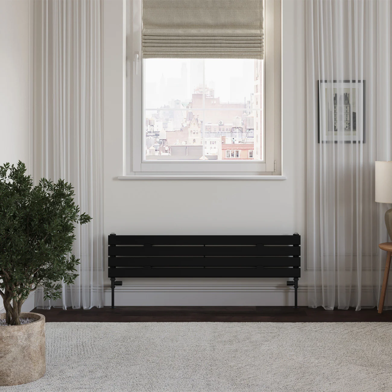 Typhoon Axis - Black Horizontal Radiator H272mm x W1200mm Single Panel - Image 2