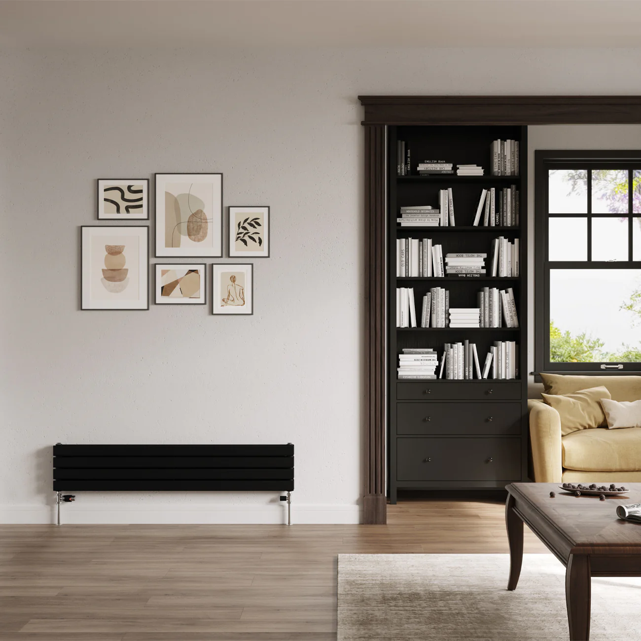 Typhoon Axis - Black Horizontal Radiator H272mm x W1400mm Double Panel - Image 2