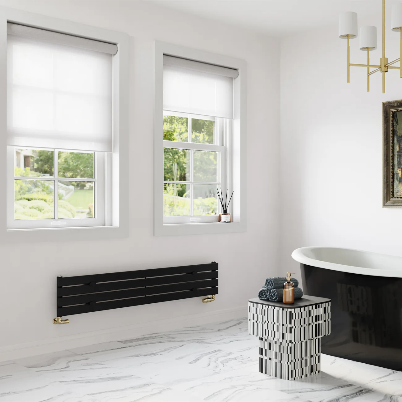 Typhoon Axis - Black Horizontal Radiator H272mm x W1400mm Single Panel - Image 2