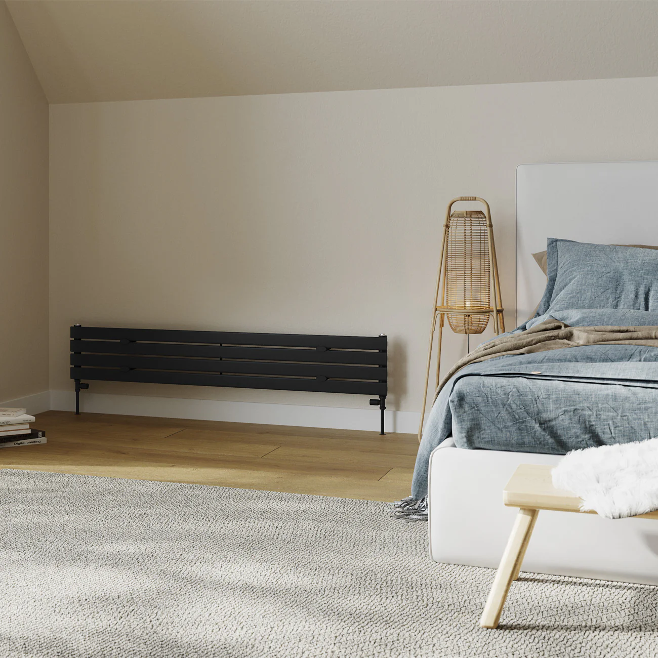 Typhoon Axis - Black Horizontal Radiator H272mm x W1600mm Single Panel - Image 2