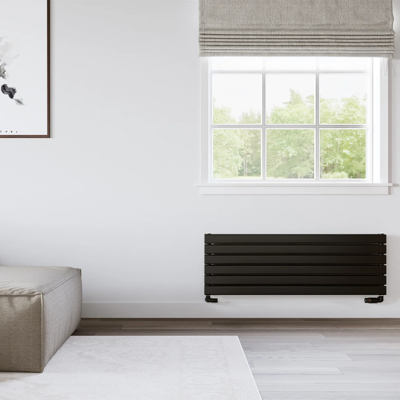 Typhoon Axis - Black Horizontal Radiator H408mm x W1200mm Double Panel - Image 2