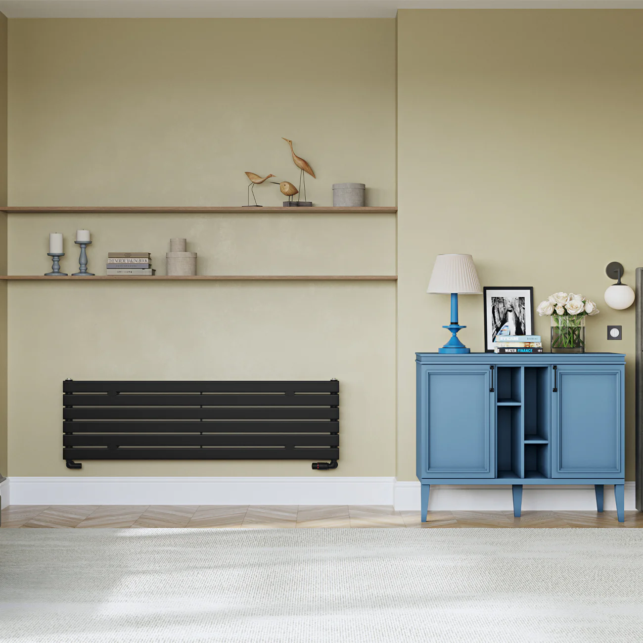Typhoon Axis - Black Horizontal Radiator H408mm x W1400mm Single Panel - Image 2