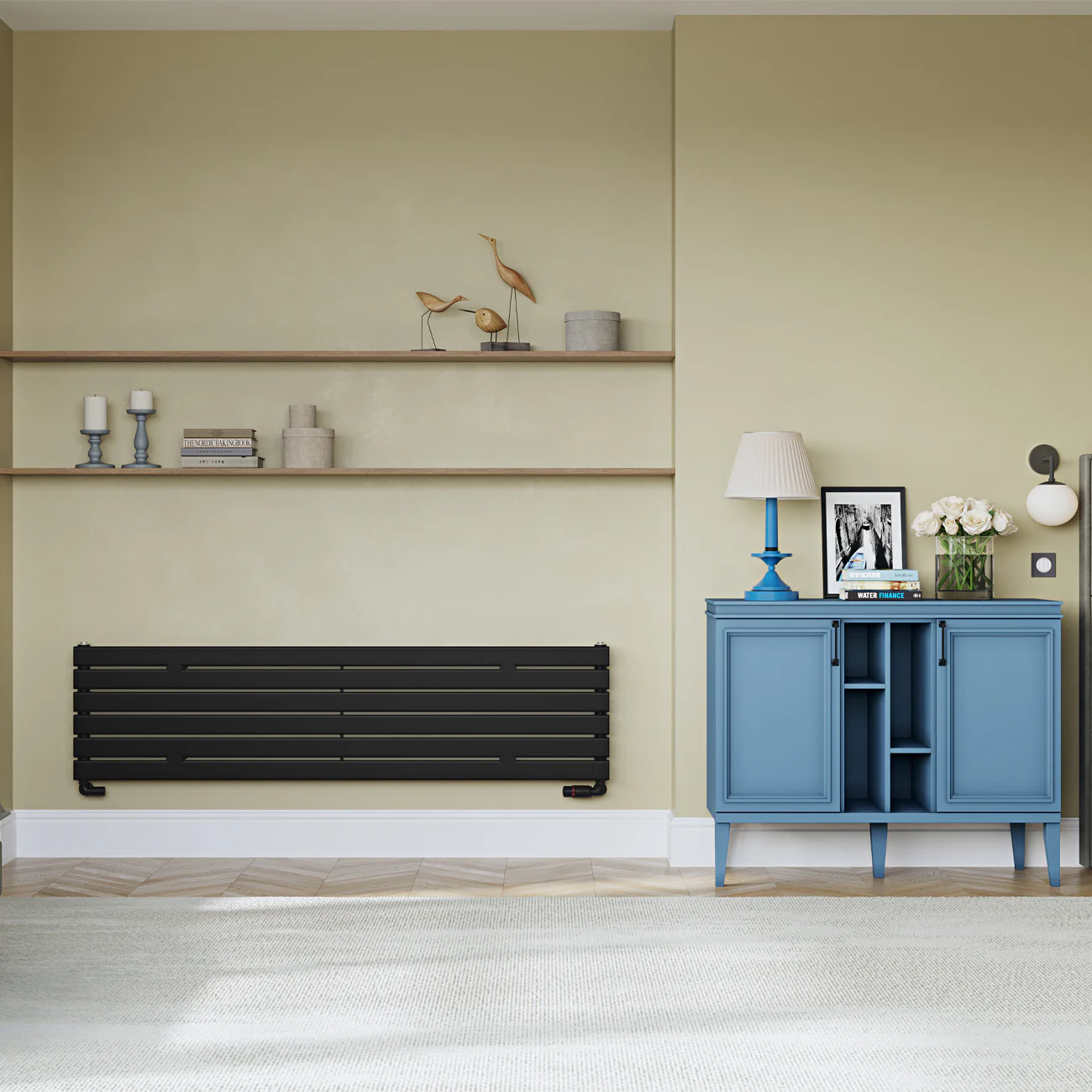 Typhoon Axis - Black Horizontal Radiator H408mm x W1600mm Single Panel - Image 2