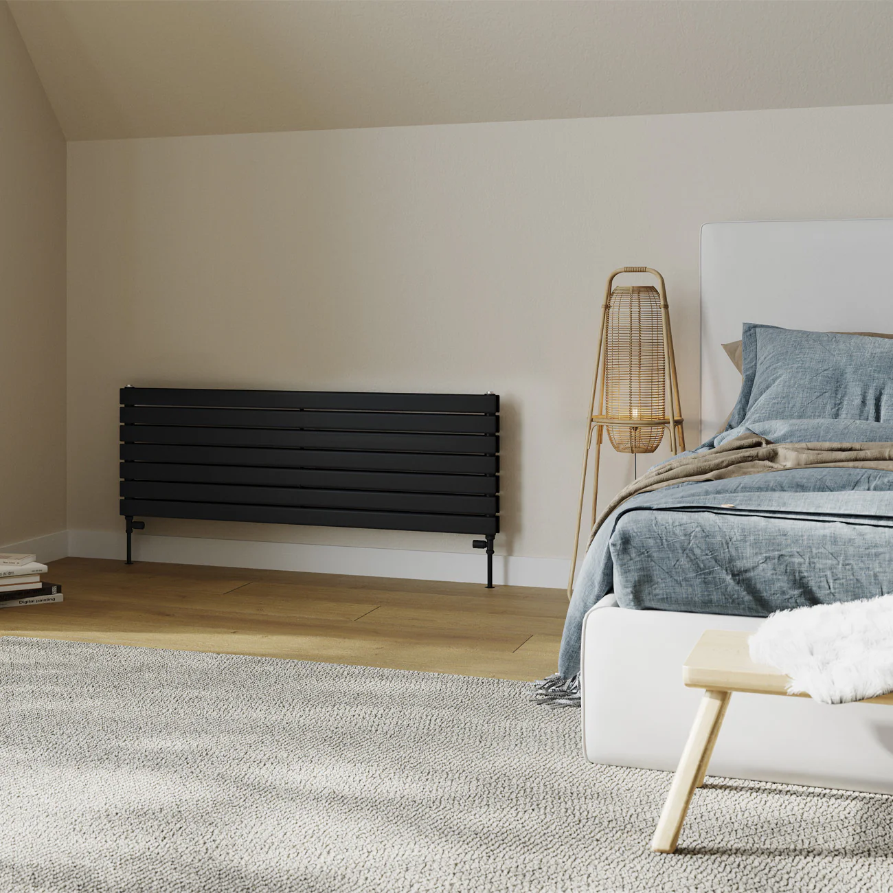 Typhoon Axis - Black Horizontal Radiator H476mm x W1400mm Double Panel - Image 2