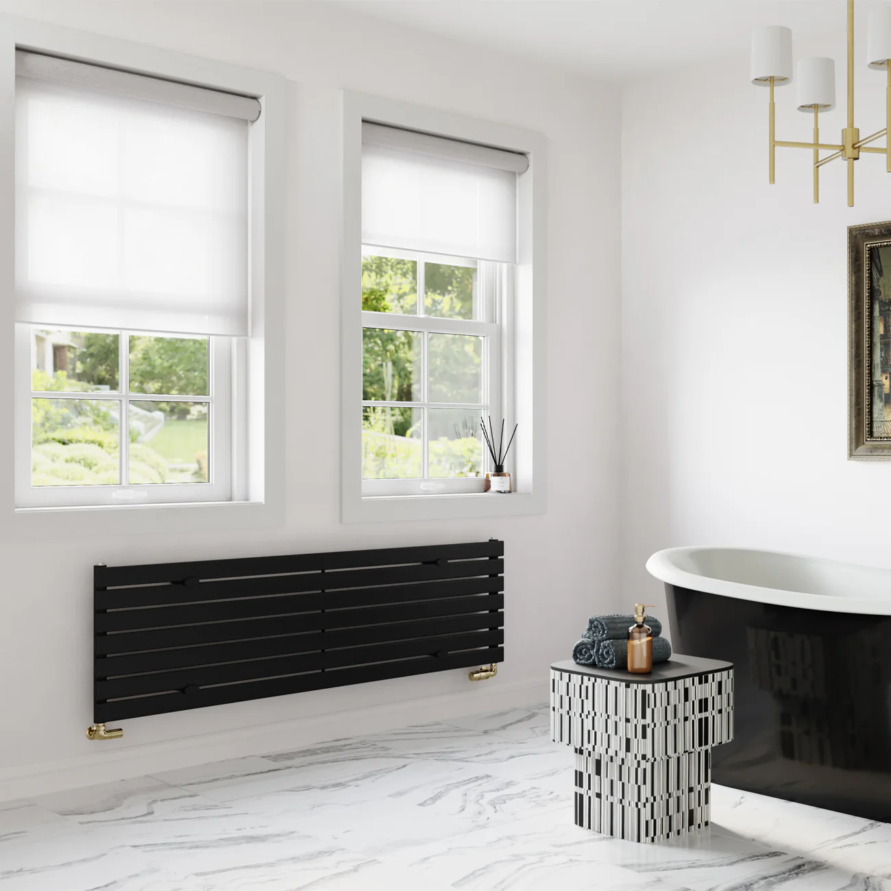 Typhoon Axis - Black Horizontal Radiator H476mm x W1600mm Single Panel - Image 2