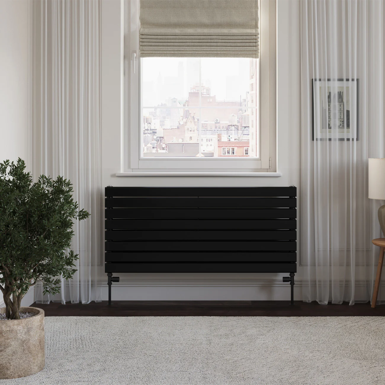 Typhoon Axis - Black Horizontal Radiator H544mm x W1200mm Double Panel - Image 2