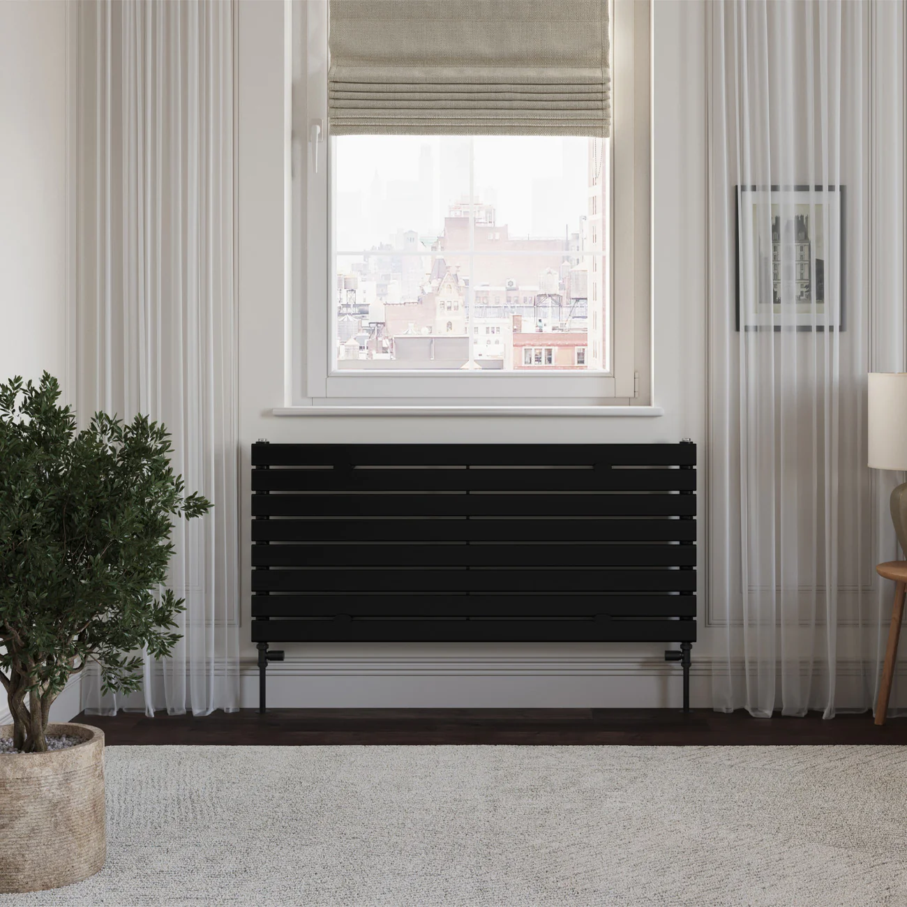 Typhoon Axis - Black Horizontal Radiator H544mm x W1200mm Single Panel - Image 2