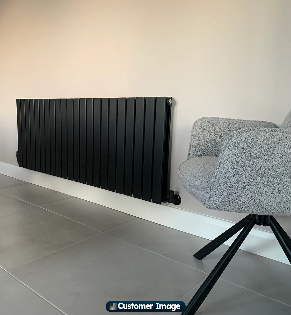 Typhoon - Black Horizontal Radiator H600mm x W1496mm Double Panel - Image 4