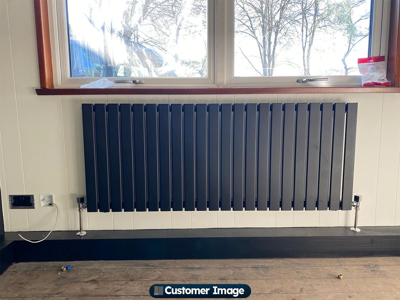 Typhoon - Black Horizontal Radiator H600mm x W1496mm Single Panel - Image 4