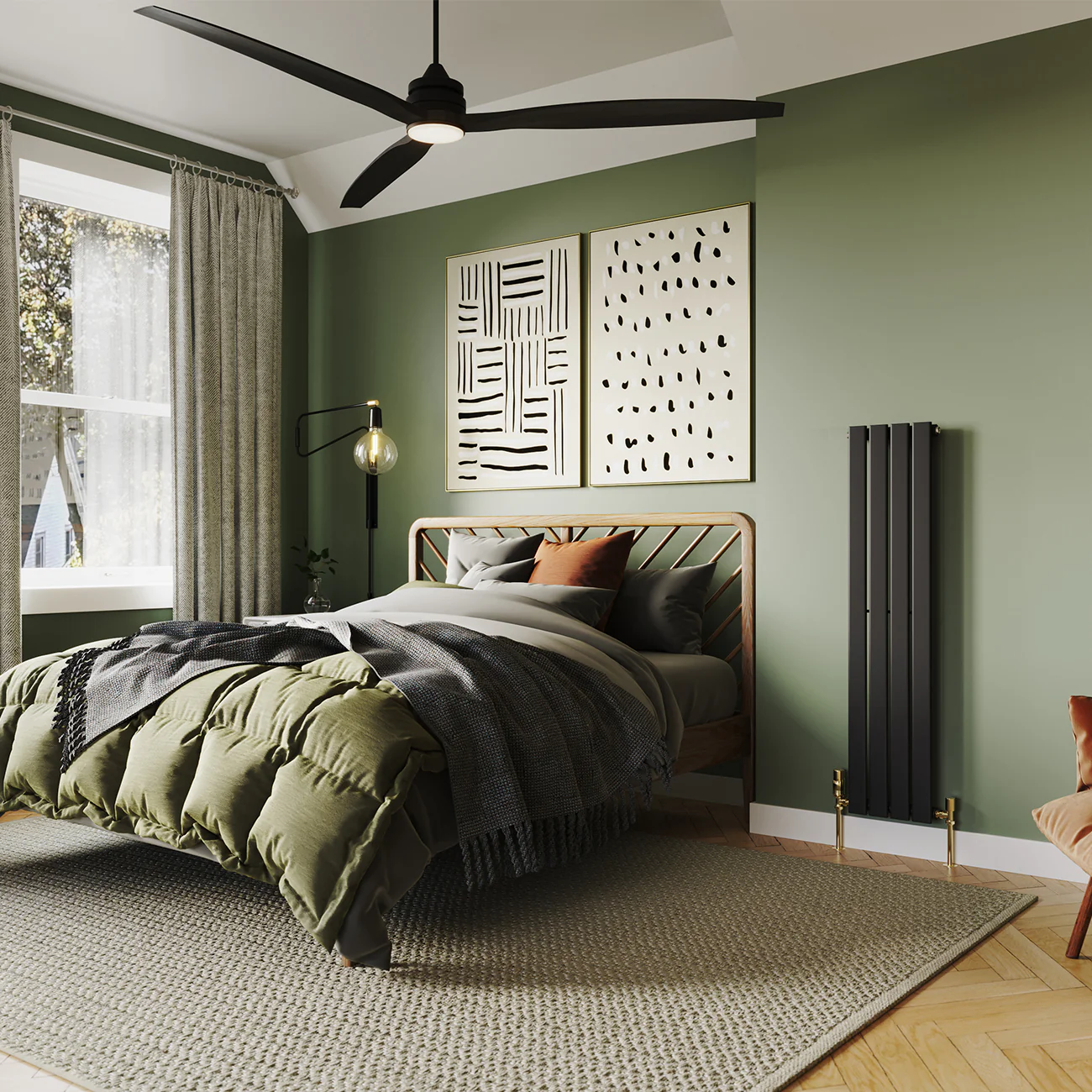 Typhoon - Black Vertical Radiator H1200mm x W272mm Single Panel - Image 2