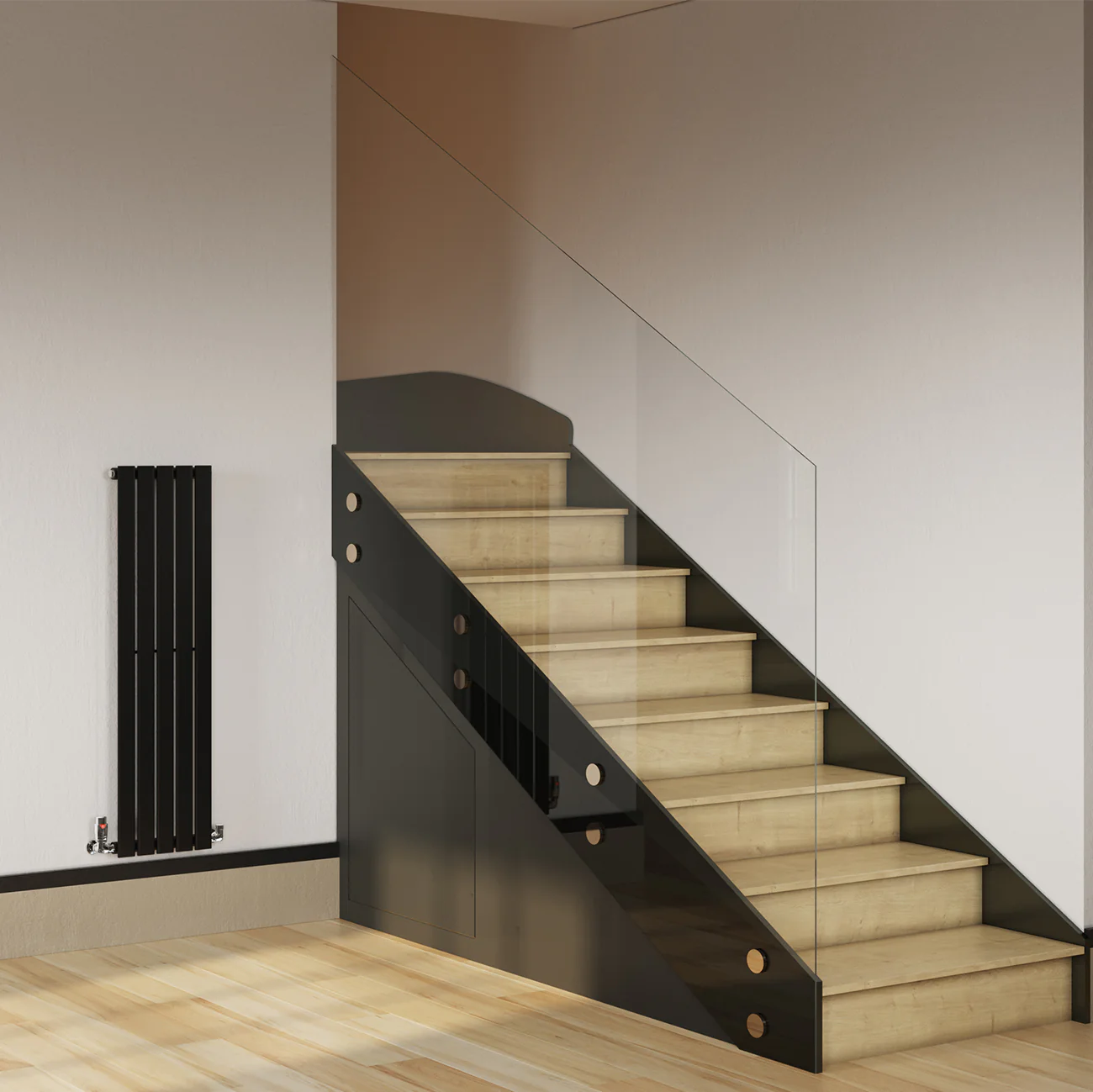 Typhoon - Black Vertical Radiator H1200mm x W340mm Single Panel - Image 2