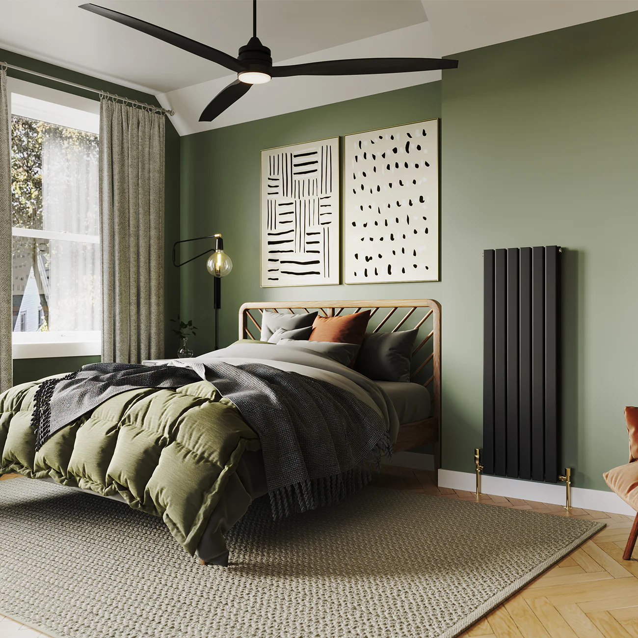 Typhoon - Black Vertical Radiator H1200mm x W408mm Double Panel - Image 2