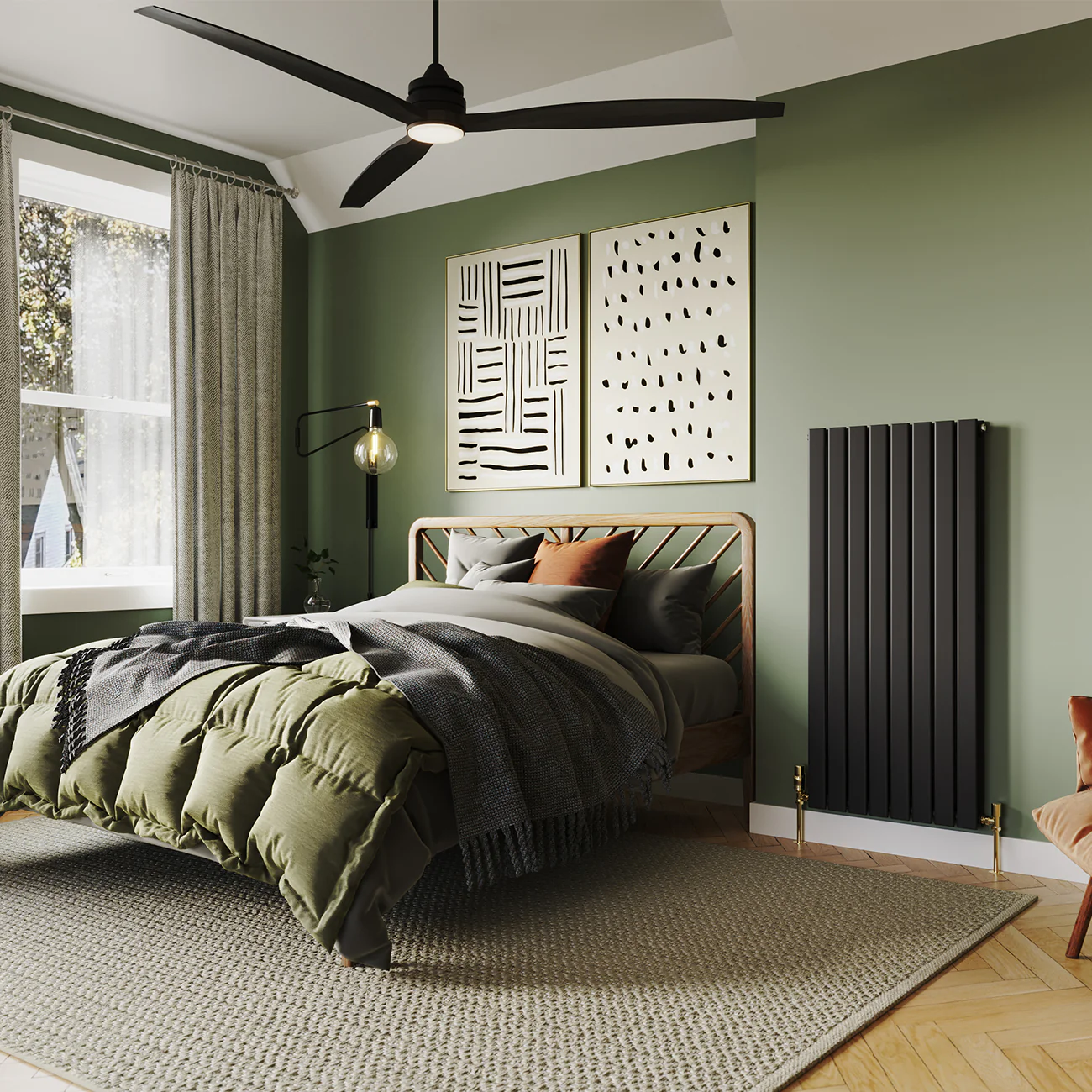 Typhoon - Black Vertical Radiator H1200mm x W544mm Double Panel - Image 2